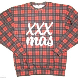 NWT Topman XXX MAS Plaid Sweatshirt Ugly Christmas Sweater Party